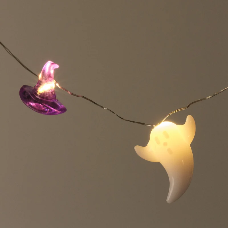 20er Halloween LED-Mikro-Lichterkette mit Geistern & Hexenhüten