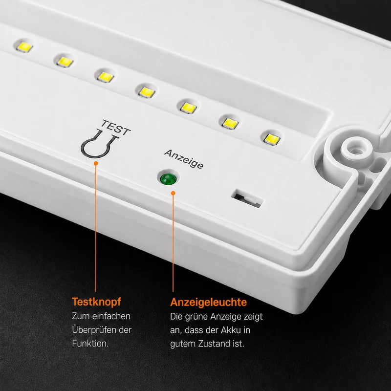 LED-Notbeleuchtung Notausgang & Fluchtweg | MANNY | Umschaltbar | IP66 Aufbau 3W 150lm | Inkl. 4x Piktogramme | Weiß