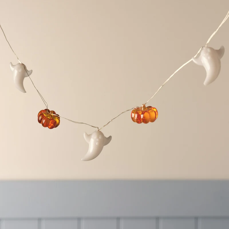 20er Halloween LED-Mikro-Lichterkette Geister & Kürbisse mit Timer