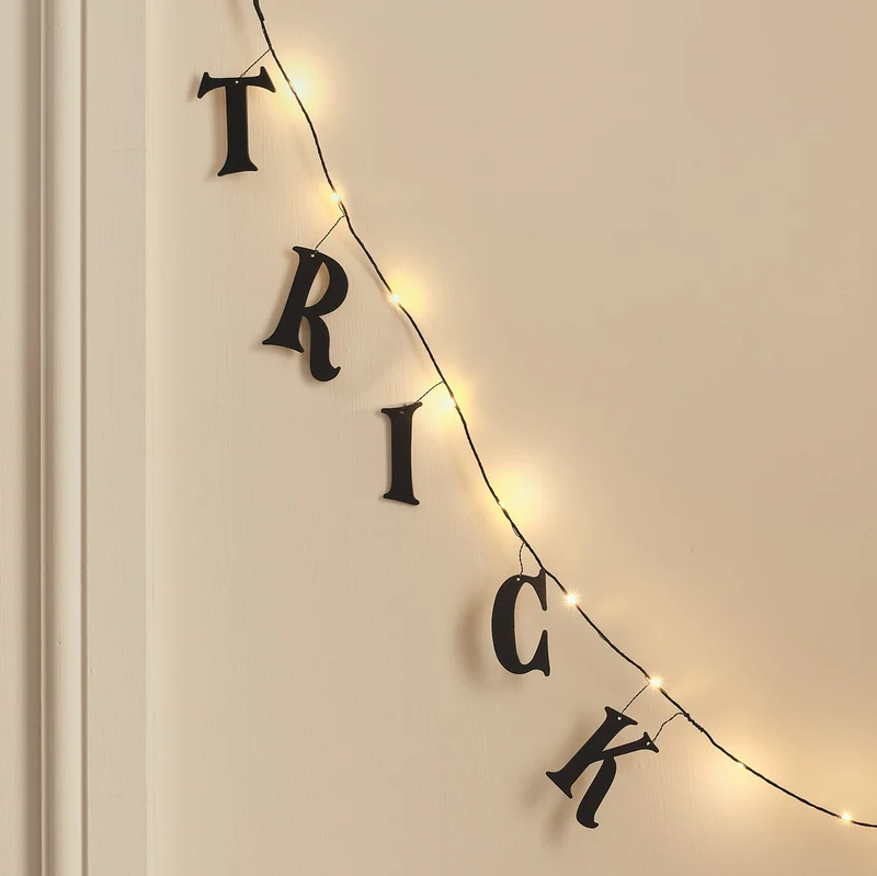 1,6 m "Trick or Treat" Halloween LED-Mikro-Girlande mit Timer & Spinne