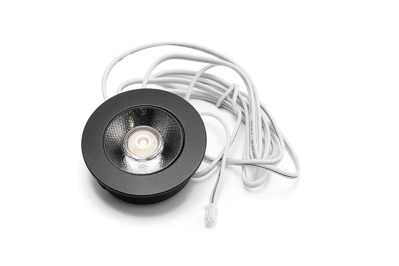 6x Baston LED Einbaustrahler Küche Ø55mm | dimmbare Küchenbeleuchtung | Unterbauleuchte Küche & Schrankbeleuchtung | 2700K | inkl. Fernbedienung | 3W | Schwarz
