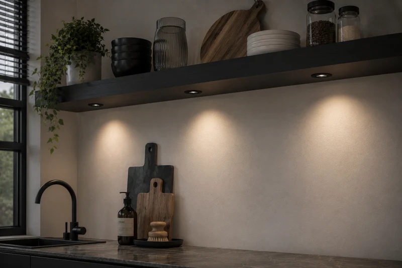 3x Baston LED Einbaustrahler Küche Ø55mm | dimmbare Küchenbeleuchtung | Unterbauleuchte Küche & Schrankbeleuchtung | 2700K | inkl. Fernbedienung | 3W | Schwarz