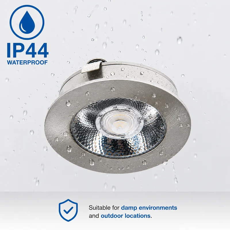 10x Baston LED Einbaustrahler Küche Ø55mm | dimmbare Küchenbeleuchtung | Unterbauleuchte Küche & Schrankbeleuchtung | 2700K | inkl. Fernbedienung | 3W | Silber