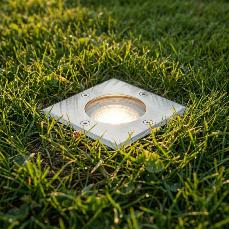 8-teiliges LED-Bodenstrahler-Set (GU10, quadratisch) mit RGBCCT-Lichtquelle und Fernbedienung, Edelstahl, Schutzart IP66