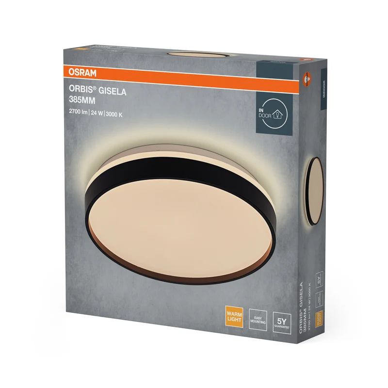 OSRAM Orbis Gisela Deckenleuchte, 385 mm, 24W, 3000K, Warmweiß, Schwarz