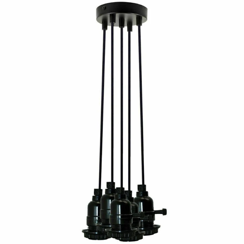 Pendelleuchte 1-5 flammig Schwarz mit Schalter | LEDSONE ~4014