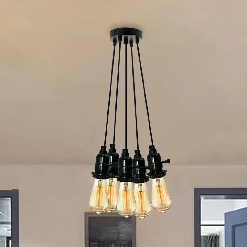 Pendelleuchte 1-5 flammig Schwarz mit Schalter | LEDSONE ~4014