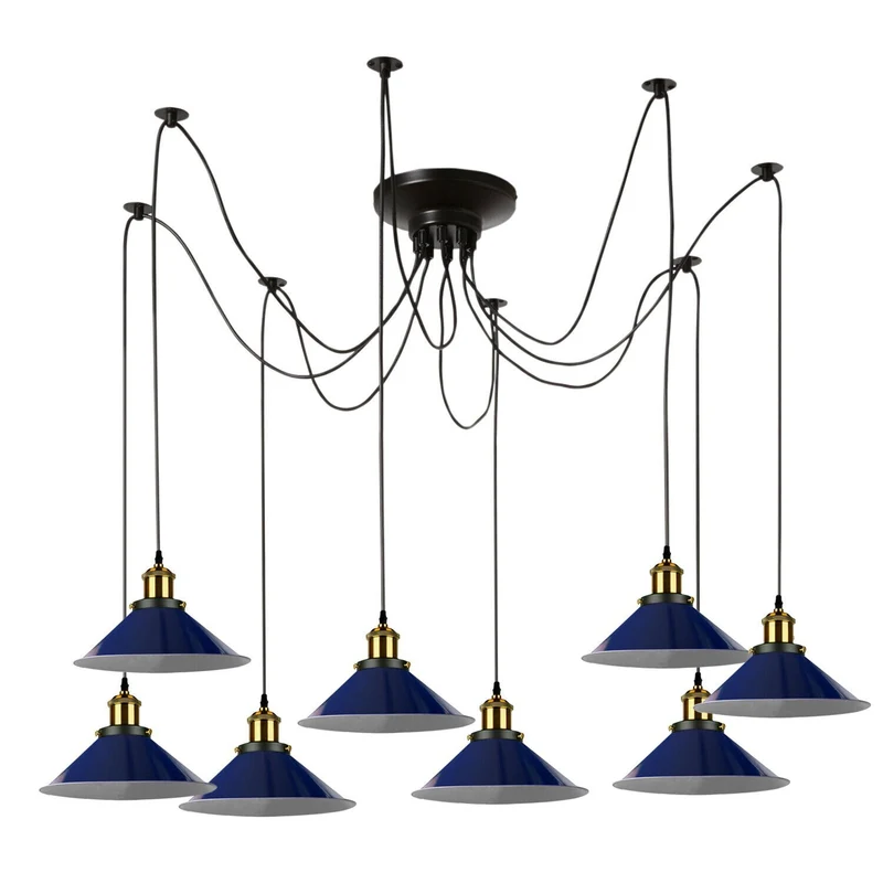 Mehrkopf Industrial Pendelleuchte | 1-9 flammig Spinnen Hängelampe blau~4047