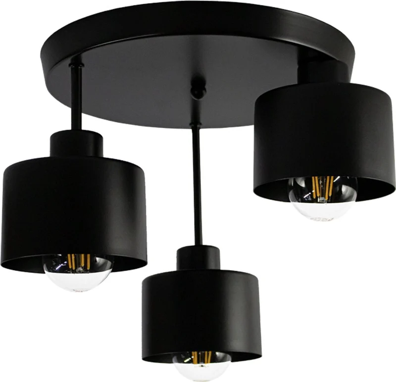 Deckenleuchte, schwarz | Metall | Ø 30 cm | Inkl. 3 extra warmweißer LED-Lichtquellen | Dimmbar