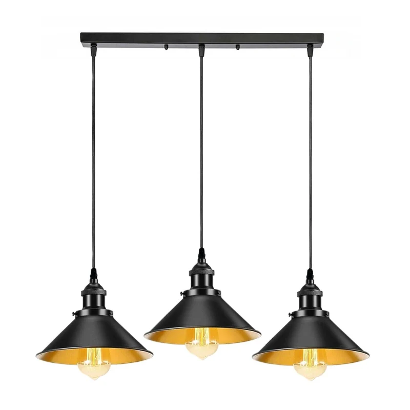 Vintage Pendelleuchte Schwarz 1- & 3-flammig Hängelampe ~3985