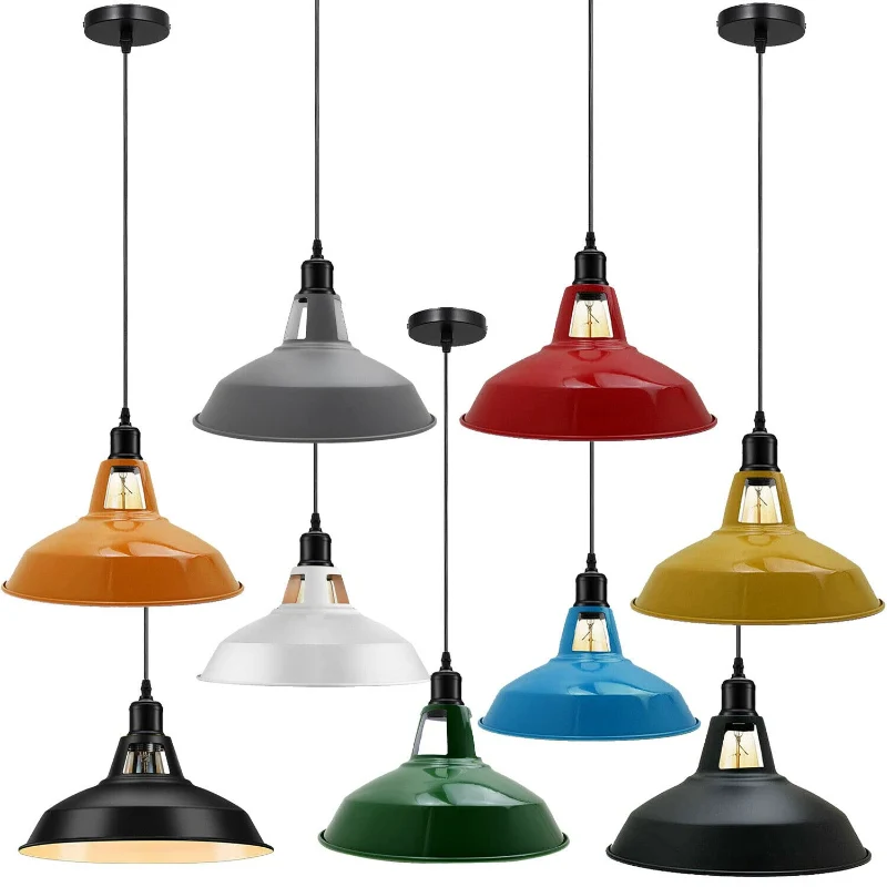 Farbige Vintage Pendelleuchte | Industriedesign E27 ~3953