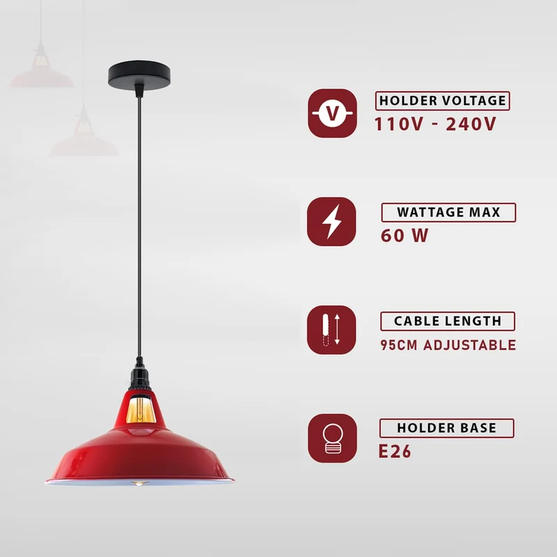 Farbige Vintage Pendelleuchte | Industriedesign E27 ~3953