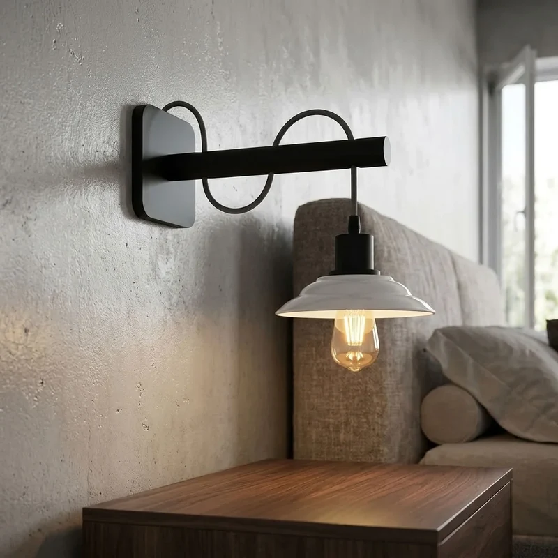 Moderne Wandleuchte Schwarz Weiß | E27 Industrial Flur Wandlampe als Set~4118