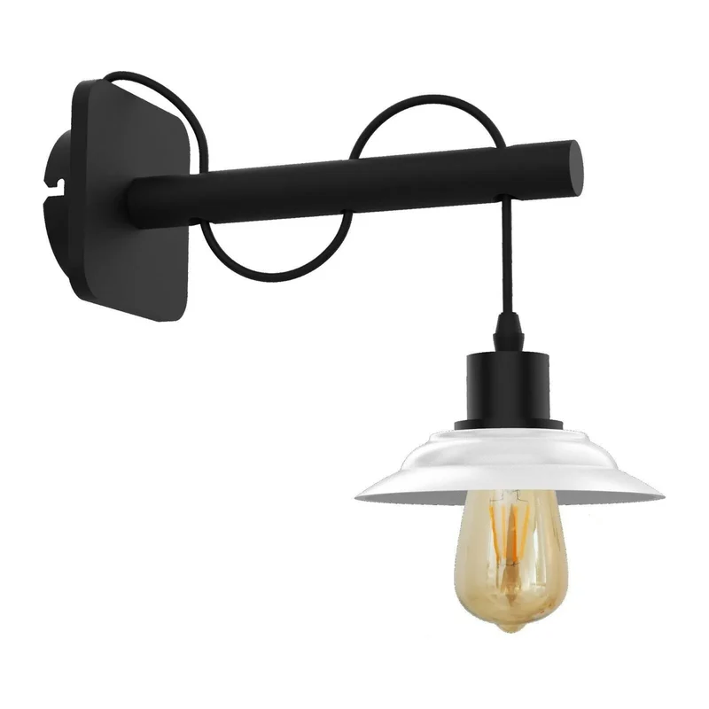 Moderne Wandleuchte Schwarz Weiß | E27 Industrial Flur Wandlampe als Set~4118