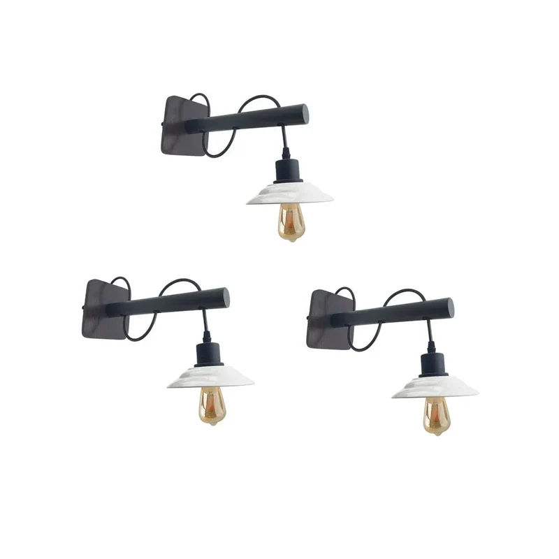Moderne Wandleuchte Schwarz Weiß | E27 Industrial Flur Wandlampe als Set~4118