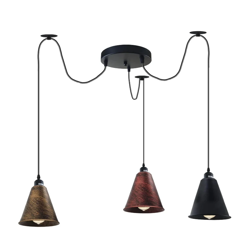3-flammige Pendelleuchte Industrial Vintage E27 Schwarz ~4055