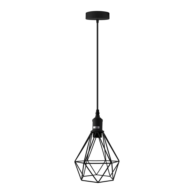 Geometrische Pendelleuchte - Industrial Diamant Drahtkäfig-Hängelampe E27~4107