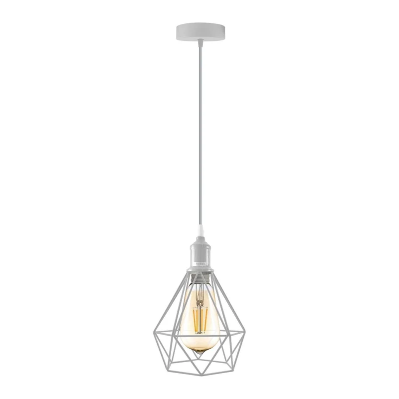 Geometrische Pendelleuchte - Industrial Diamant Drahtkäfig-Hängelampe E27~4107