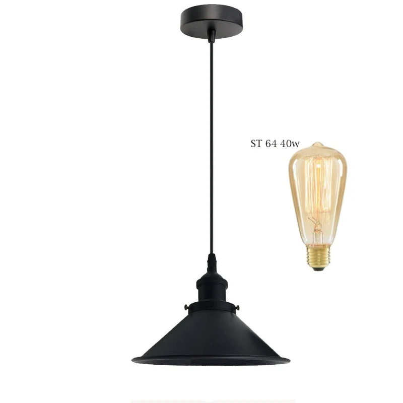 Industrie Pendelleuchte Schwarz Vintage E27 Lampe ~4045