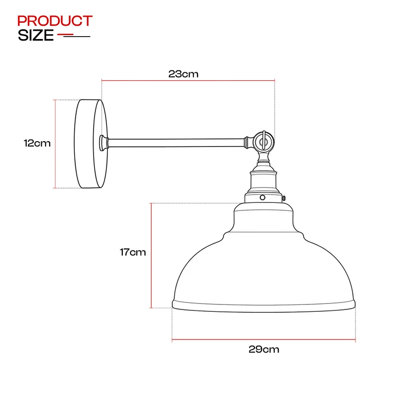 Verstellbare Wandleuchte – Vintage Werkstattlampe Industrie Wandlampe | Ø 29cm | E27 ~4060
