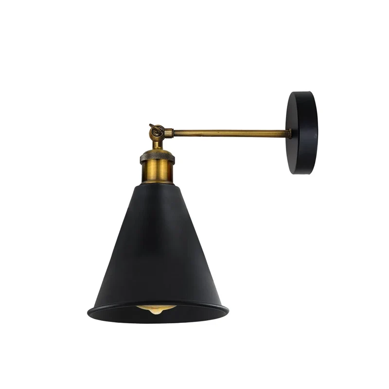 Vintage Wandleuchte Schwarz Industrial E27 Wandlampe~3414