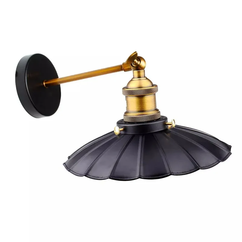 Vintage Wandleuchte Schwarz Industrial E27 Wandlampe~3414