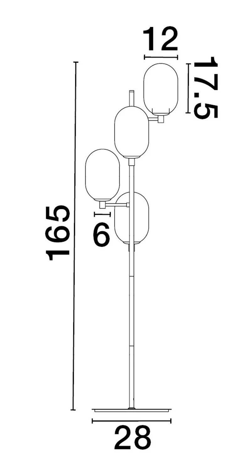 Balor Stehlampe 165cm mit 4 Armen
