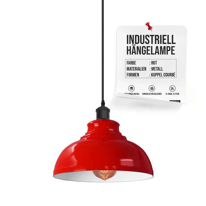 LEDSone Lampada a Sospensione Industriale Retrò da Soffitto ~ 3372
