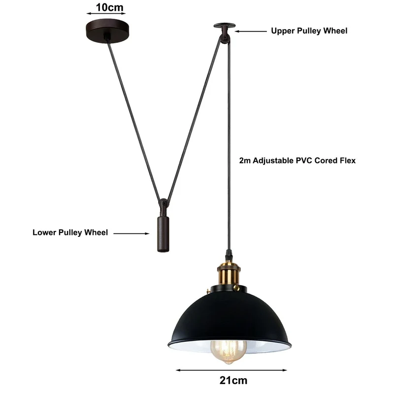 Vintage Ceiling Lamp Kuppelförmig E27, 2m Kabel Cafés ~3365