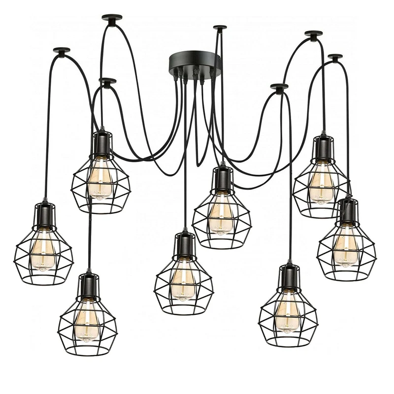 LEDSone Lampada Sospensione Spider 5 Vie Industriale Diamante ~3406