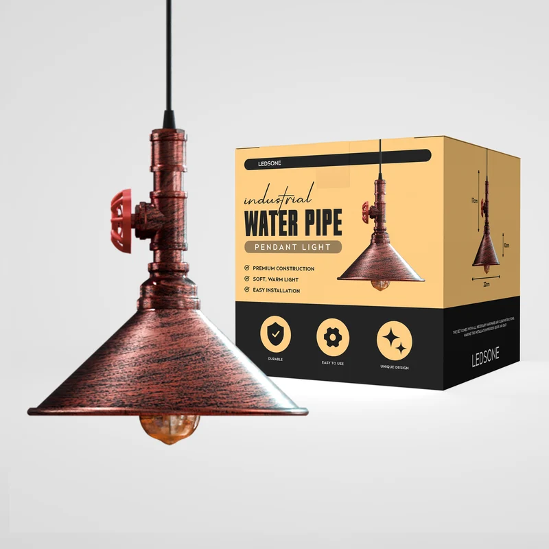 Ledsone Wasserrohr Lampe Industrial Pendelleuchte | Metallrohr Deckenlampe ~ 3349