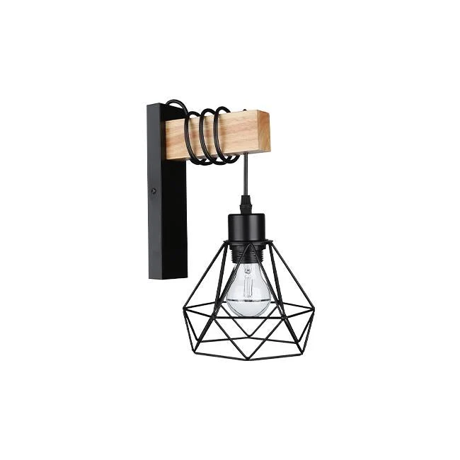 LED-Wandleuchte Elva | E27 Fassung | Holz Schwarz