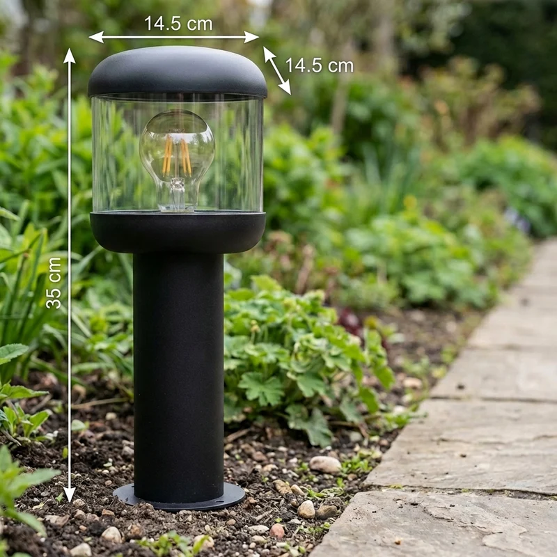 Stehende Außenlampe 35cm | E27 | Frina | Schwarz | Dimmbar