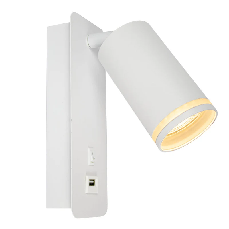 LED-Wandleuchte - Nachttischleuchte mit USB+C-Anschluss | GU10-Fassung | Weiß