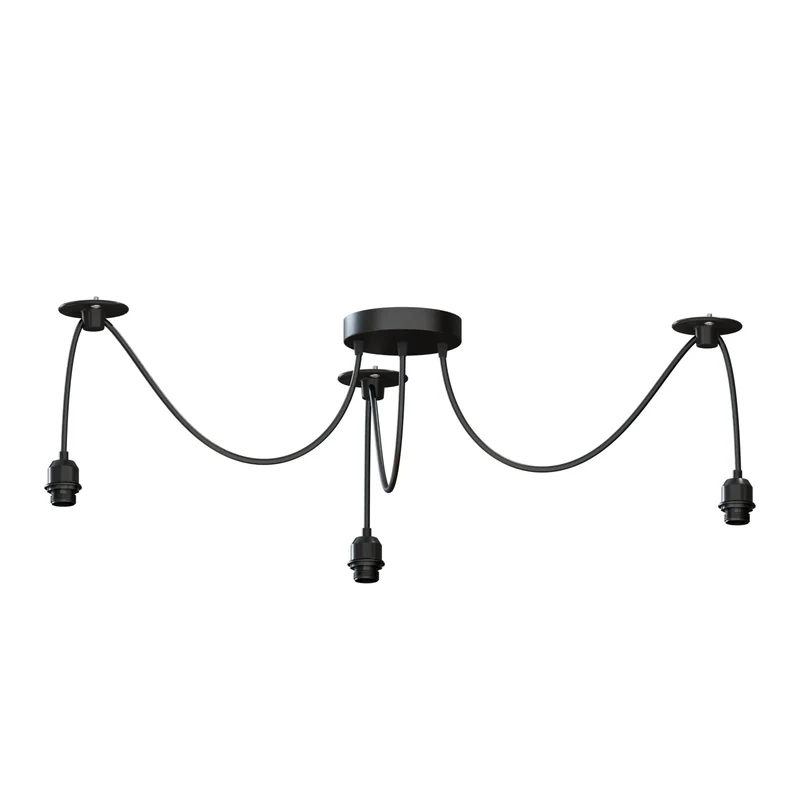 Suspension Araignée 3/5/8 Flammes E27 Câble PVC Noir~3322