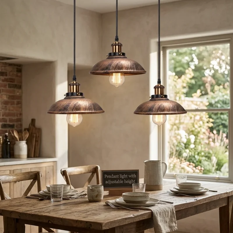 Retro Coolie Pendelleuchte Patina Antik E27 | Industrie Esstischlampe Ø24cm ~3314
