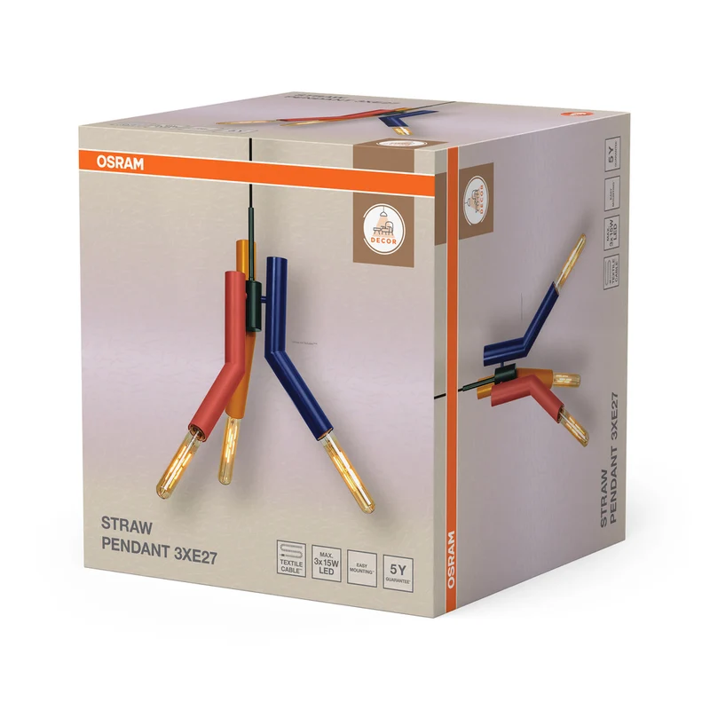 OSRAM DECOR Straw Pendelleuchte, 3-flammig, E27, Multicolor
