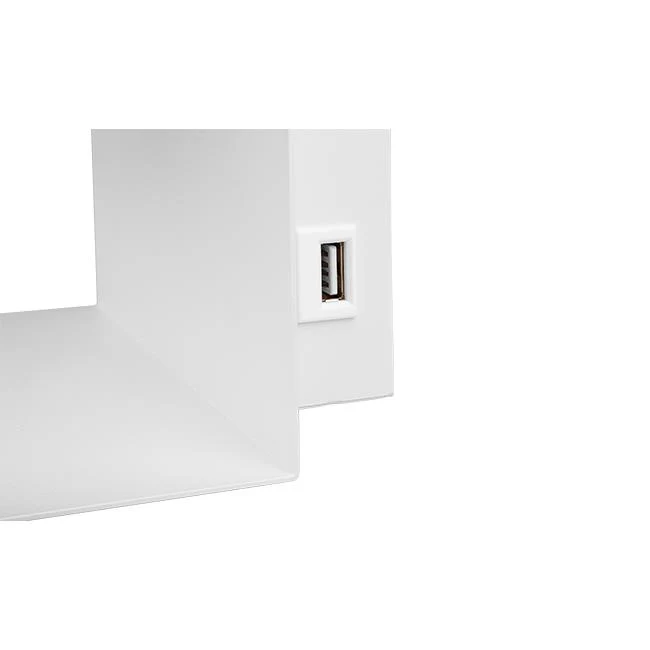 LED Wandleuchte - Nachttischleuchte mit Plateau | inkl. USB | Weiß | GU10-Fassung