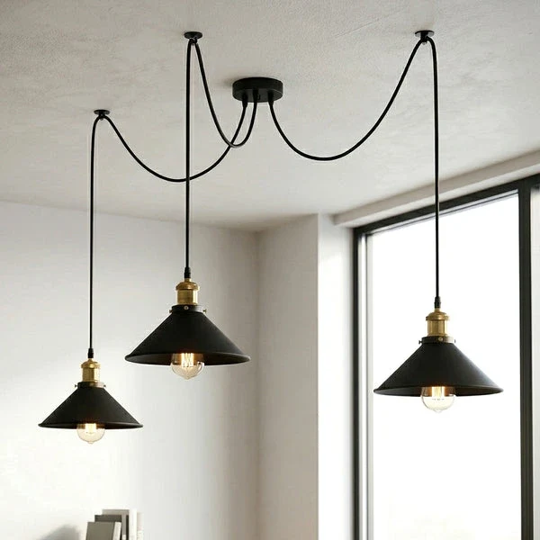 Schwarze Spinnenlampe Vintage – Industrie Pendelleuchte Auswählbar | Ø 22cm | E27 ~3308