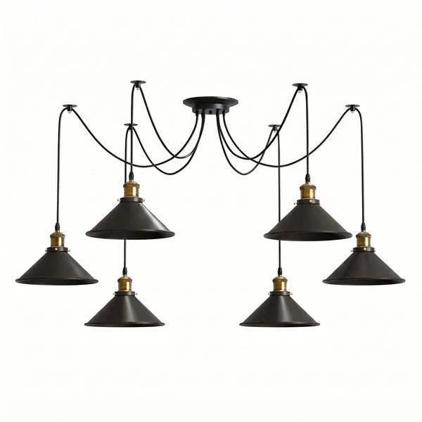 Schwarze Spinnenlampe Vintage – Industrie Pendelleuchte Auswählbar | Ø 22cm | E27 ~3308