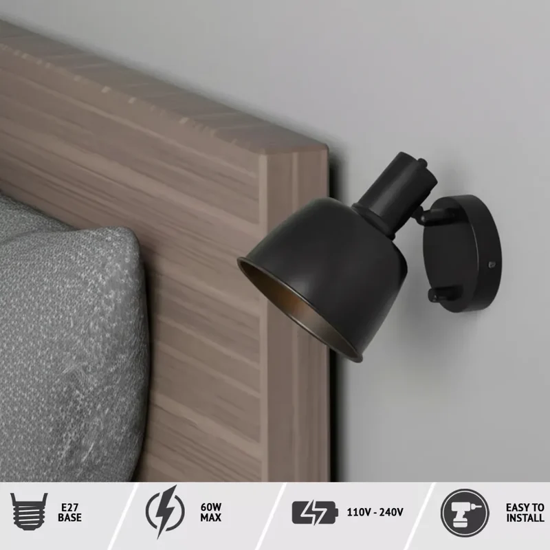 Verstellbare Wandleuchte mit Dimmschalter über 90° drehbarer Arm ~3301