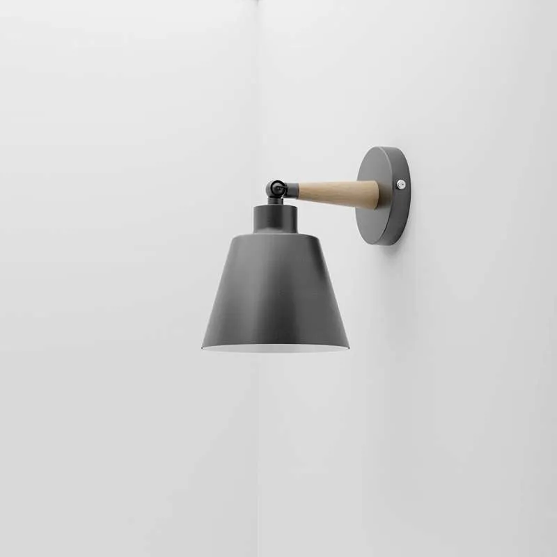 Moderne Wandleuchte aus Metall und Holz | um 180° Drehbar~3443