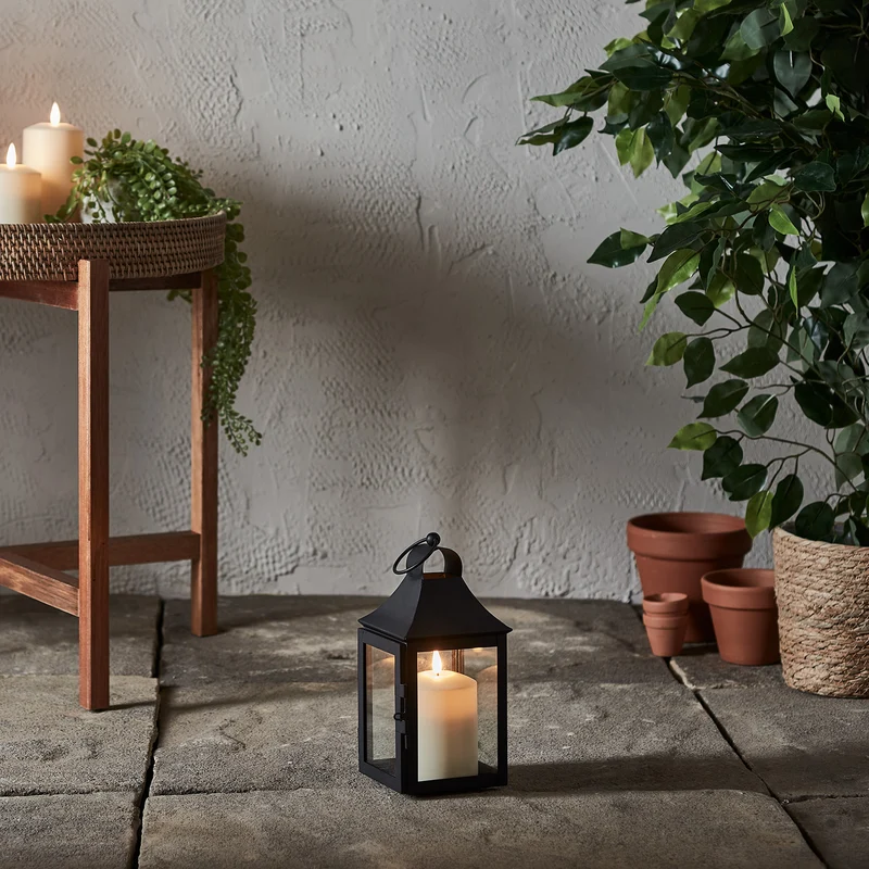 3er Set Albury Gartenlaternen mit TruGlow® Outdoor Kerzen, Mattschwarz