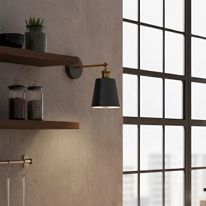 Wandlampe Industrial in Glockenform, schwenkbar E27 ~3382
