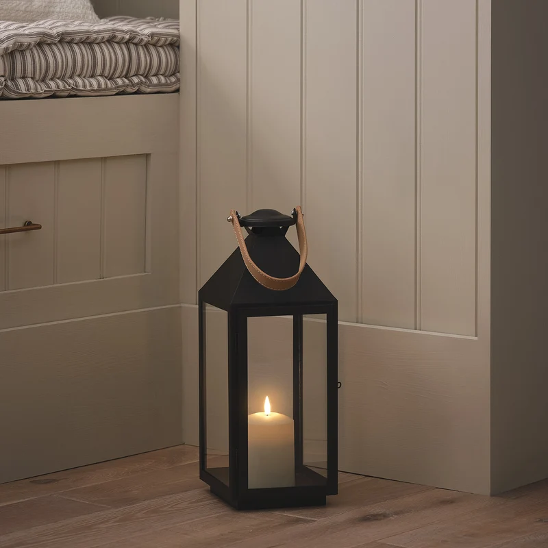 2er Set Brixham TruGlow® LED-Laternen aus Metall mit Griffen in Lederoptik