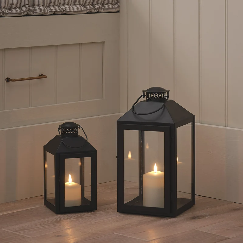 2er Set Metall-Laternen mit TruGlow® LED-Kerzen, Fernbedienung & Timer