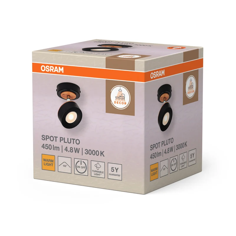 OSRAM DECOR SPOT PLUTO Wandleuchte, 4,8W, 300lm, schwarz
