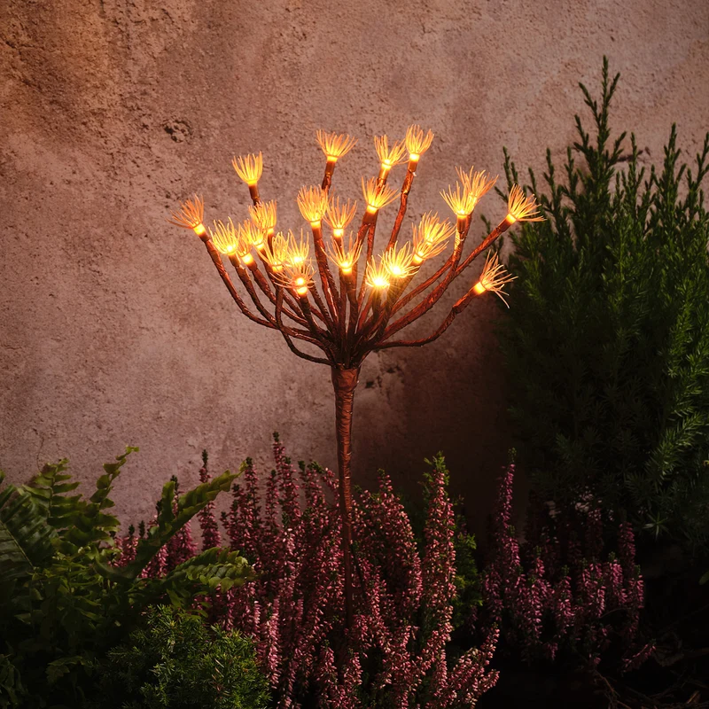3er Set Solar-Gartenstecker warmweiße Pusteblume