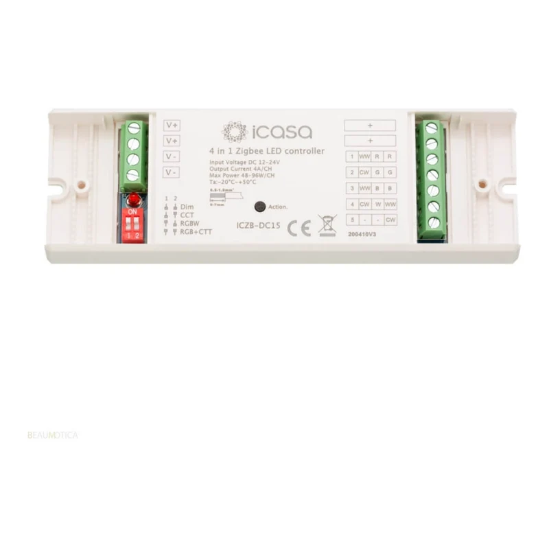 iCasa 4-in-1 Zigbee 3.0 LED-Controller – Dimmer – 12–24 V – Dimmen, CCT, RGB, RGBW, RGBWW