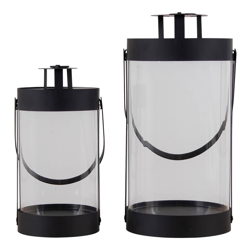 Laternen-Set – Stahl/Glas, Schwarz, 2 Stück - Bondi | House Nordic